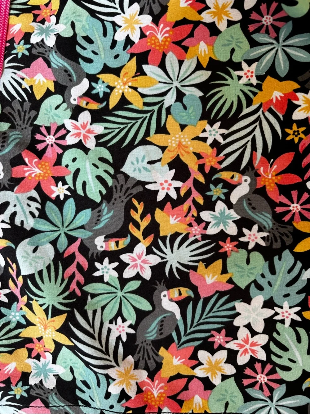 chubbies Floral Swim Trunks in Black with Pink Drawstring, Pockets
